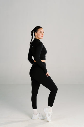 Cropped Zip Jacket & High-Rise Leggings (Black Onyx)