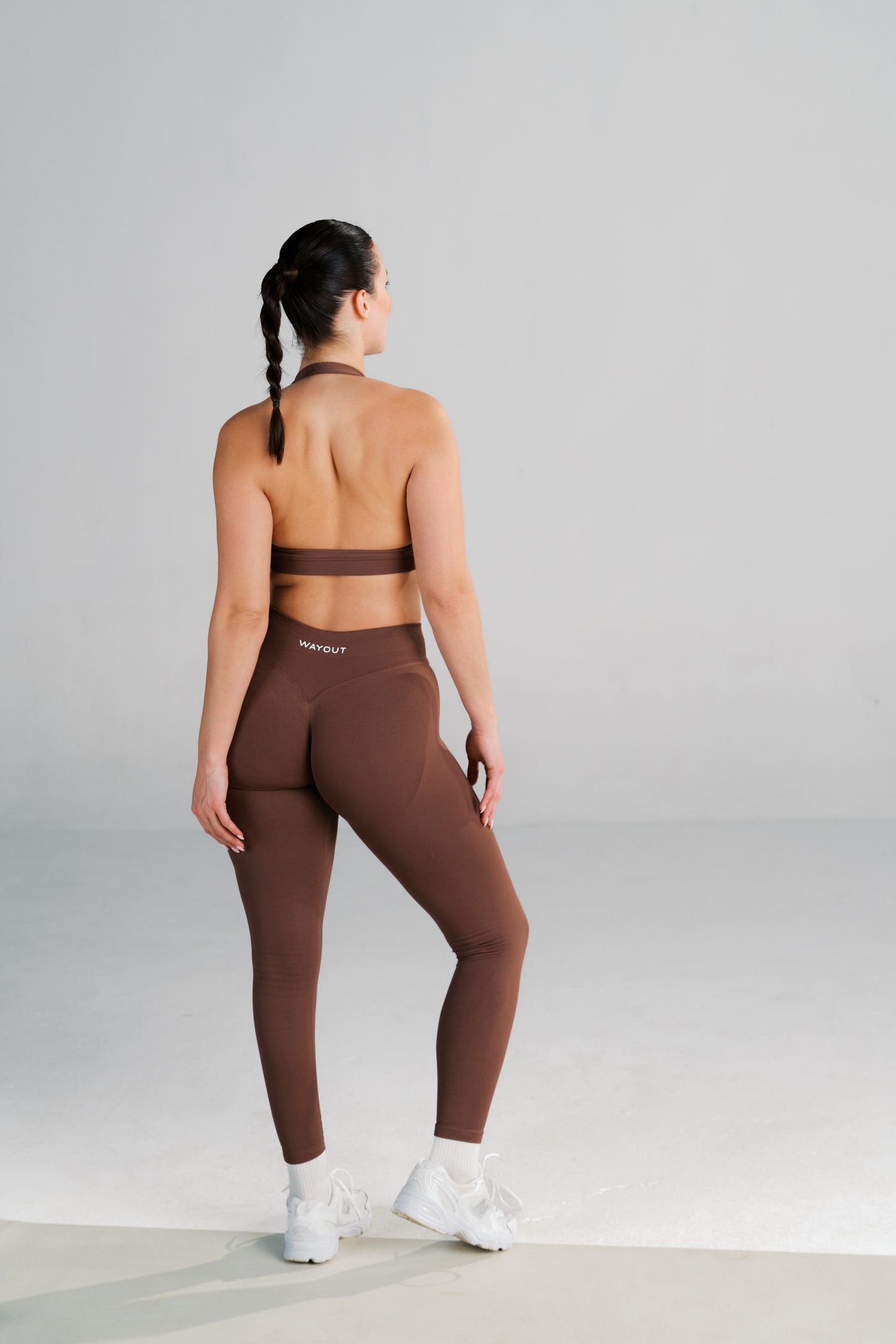 Backless Top & Mid-Rise Leggings (Espresso)