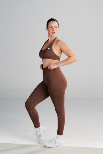 Backless Top & Mid-Rise Leggings (Espresso)