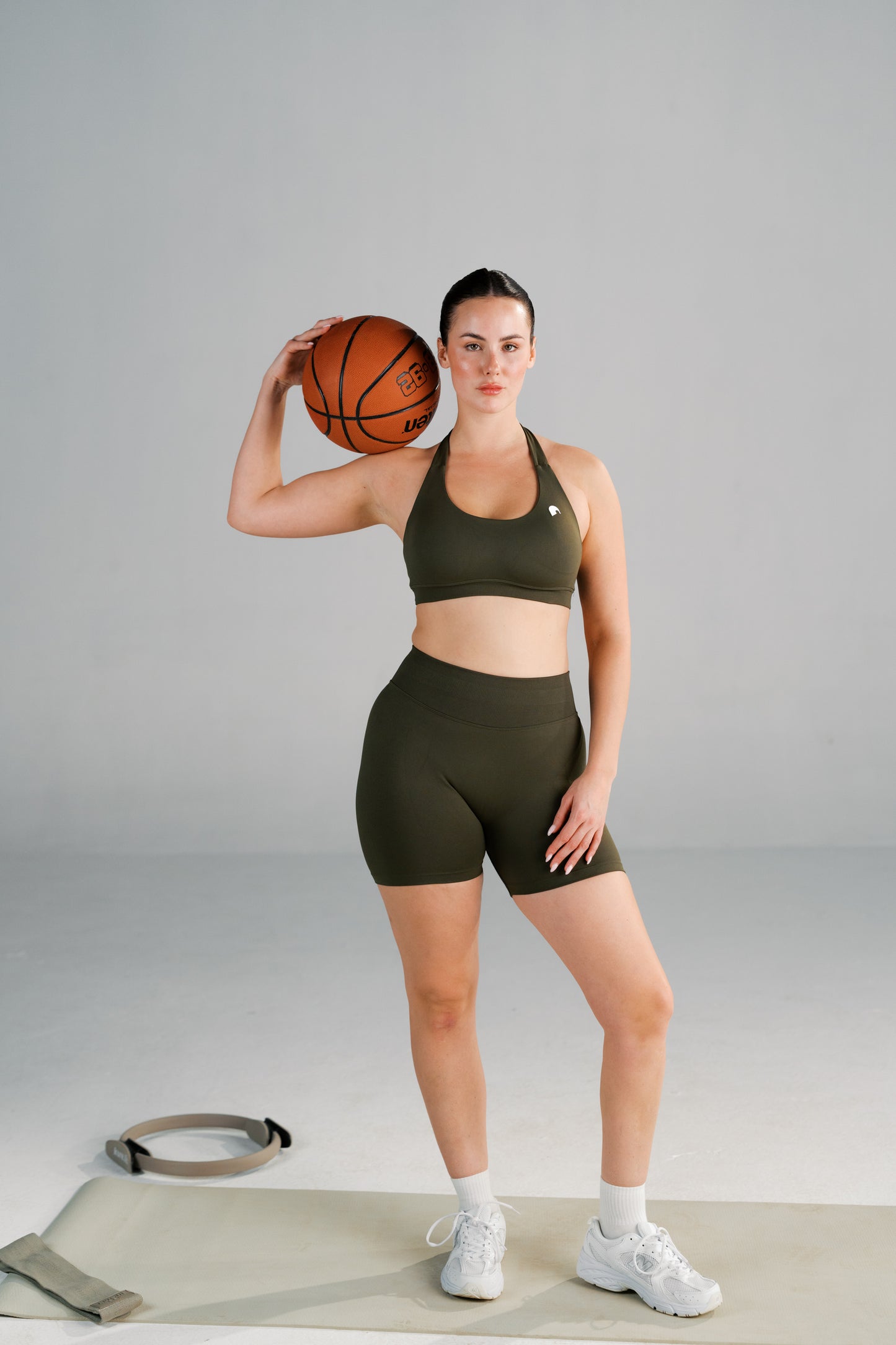 Backless Top & Mid-Rise Shorts (Olive Mist)