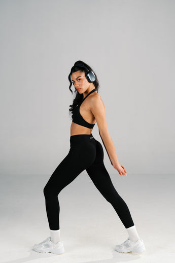 Backless Top & Mid-Rise Leggings (Black Onyx)