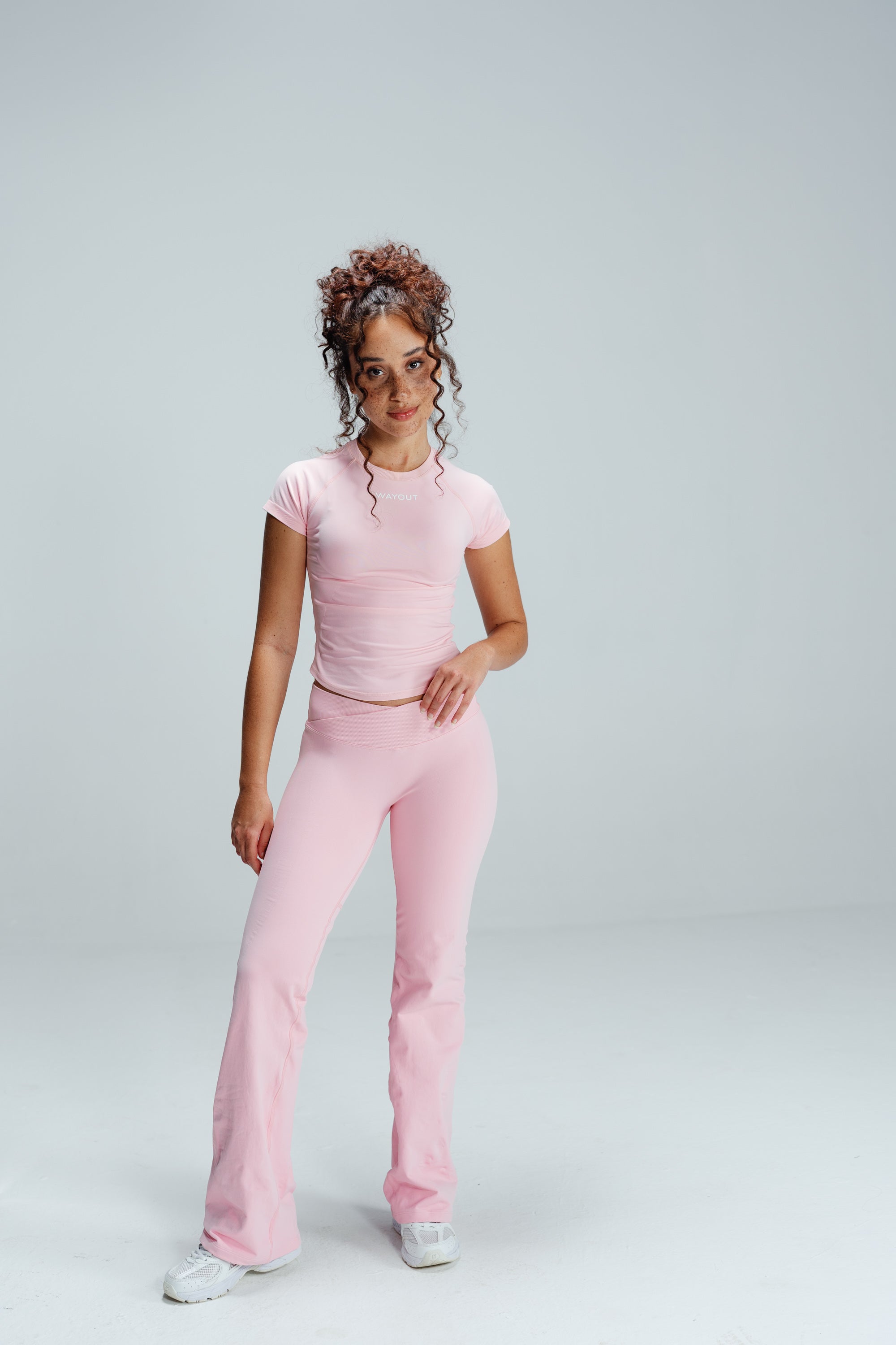 Sculpt Seamless Top & V Waist Flare Pants (Blush Nude)