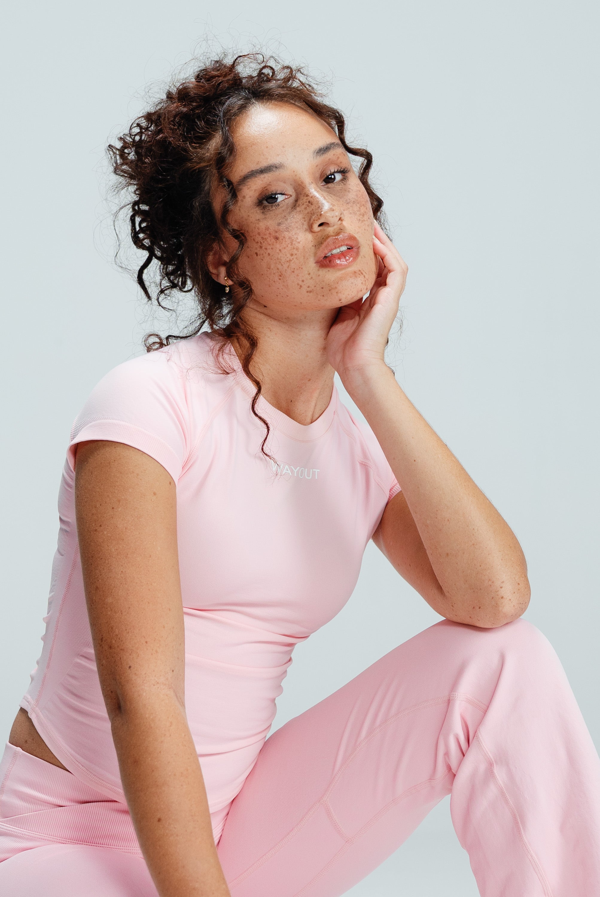 Sculpt Seamless Top & V Waist Flare Pants (Blush Nude)