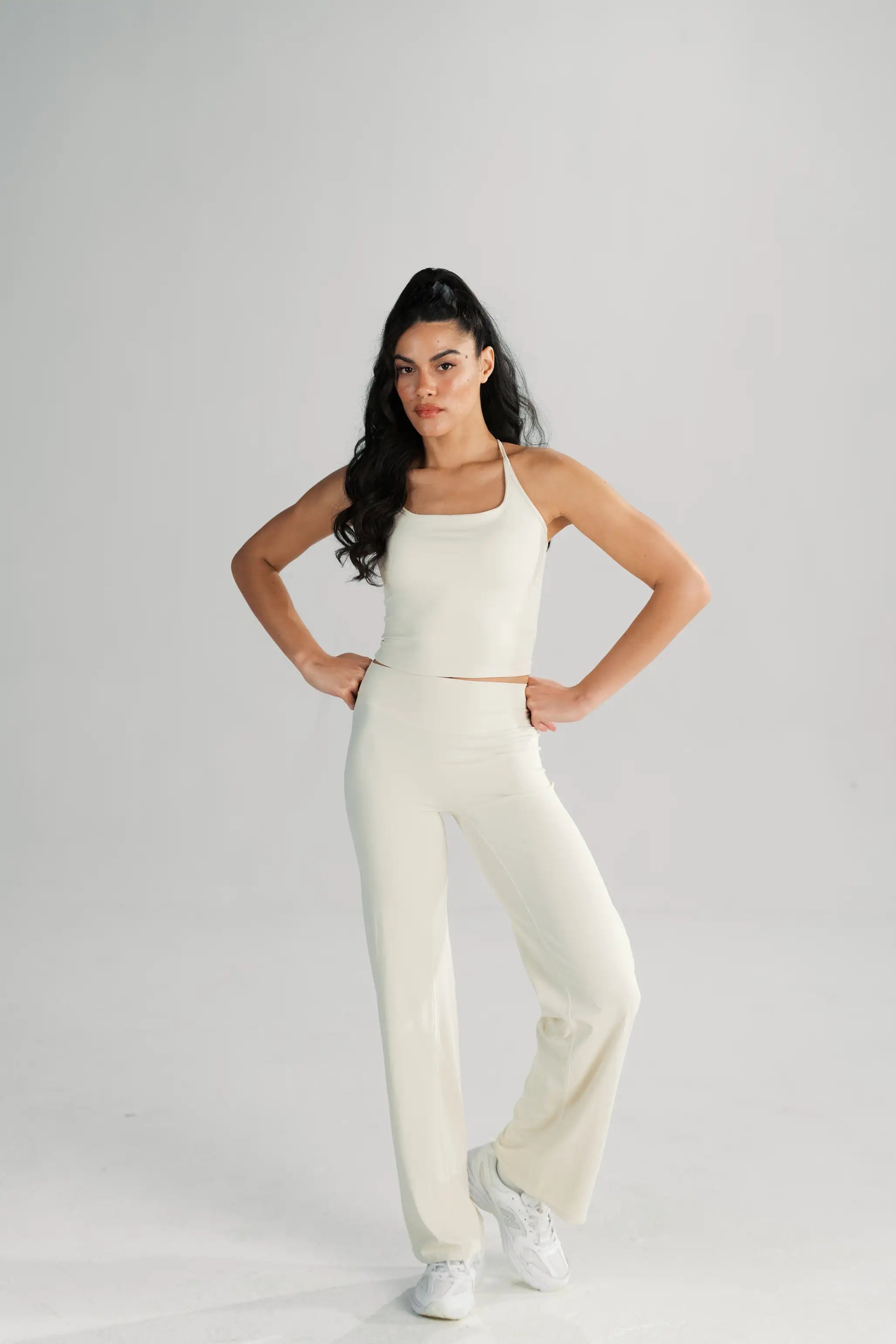 Soft-Form Top & Straight-Leg Pants (Almond)
