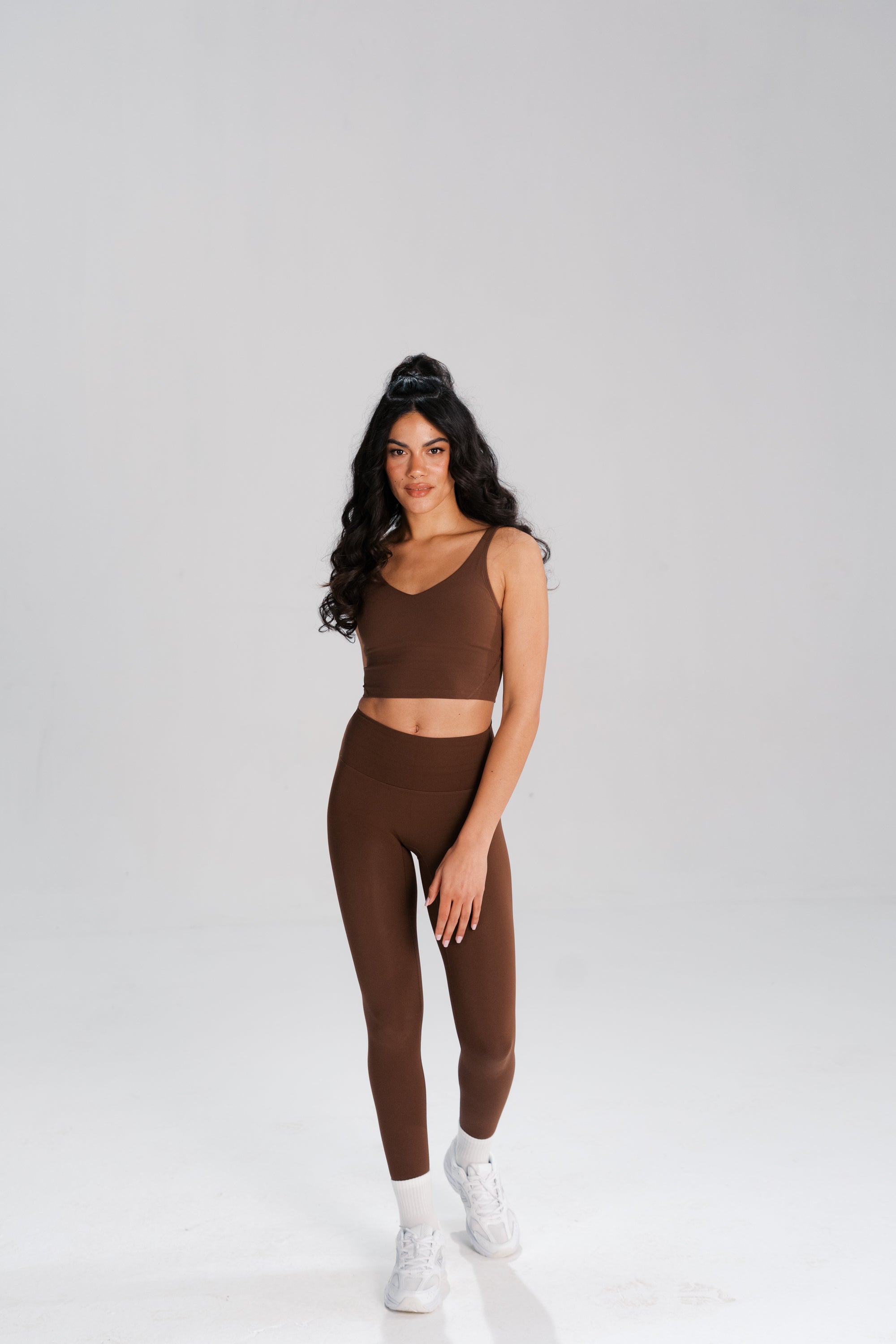 Corset-Form Top & Sculpt Mid-Rise Leggings (Deep Chocolate)