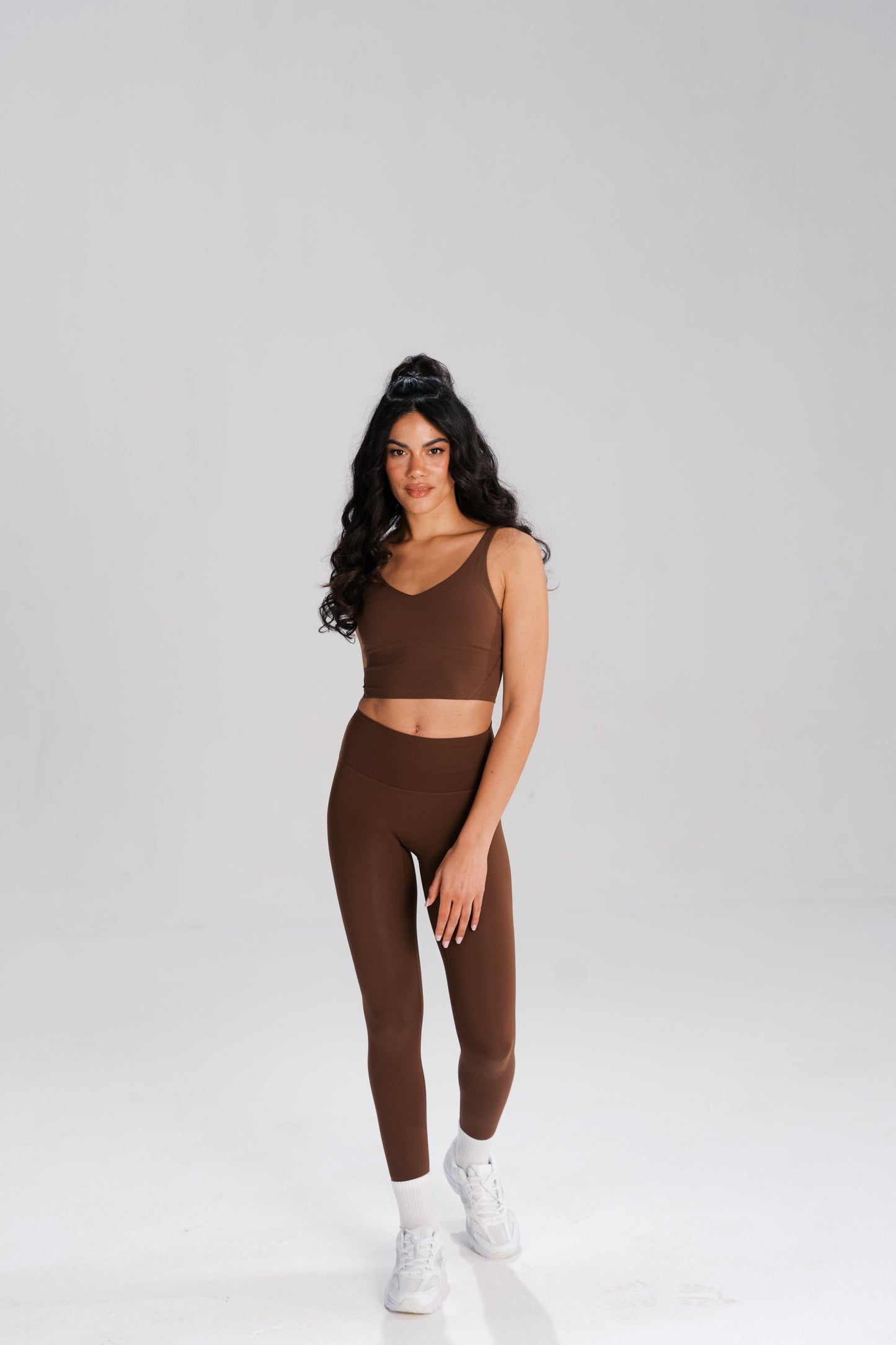 Corset-Form Top & Sculpt Mid-Rise Leggings (Deep Chocolate)