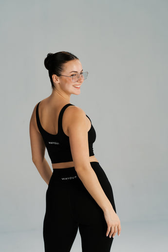 Corset-Form Top & Sculpt Mid-Rise Leggings (Black Onyx)