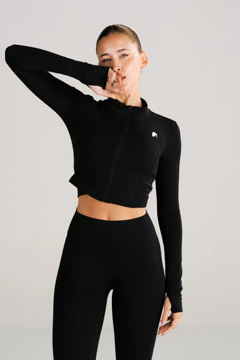 Cropped Zip Jacket & High-Rise Leggings (Black Onyx)