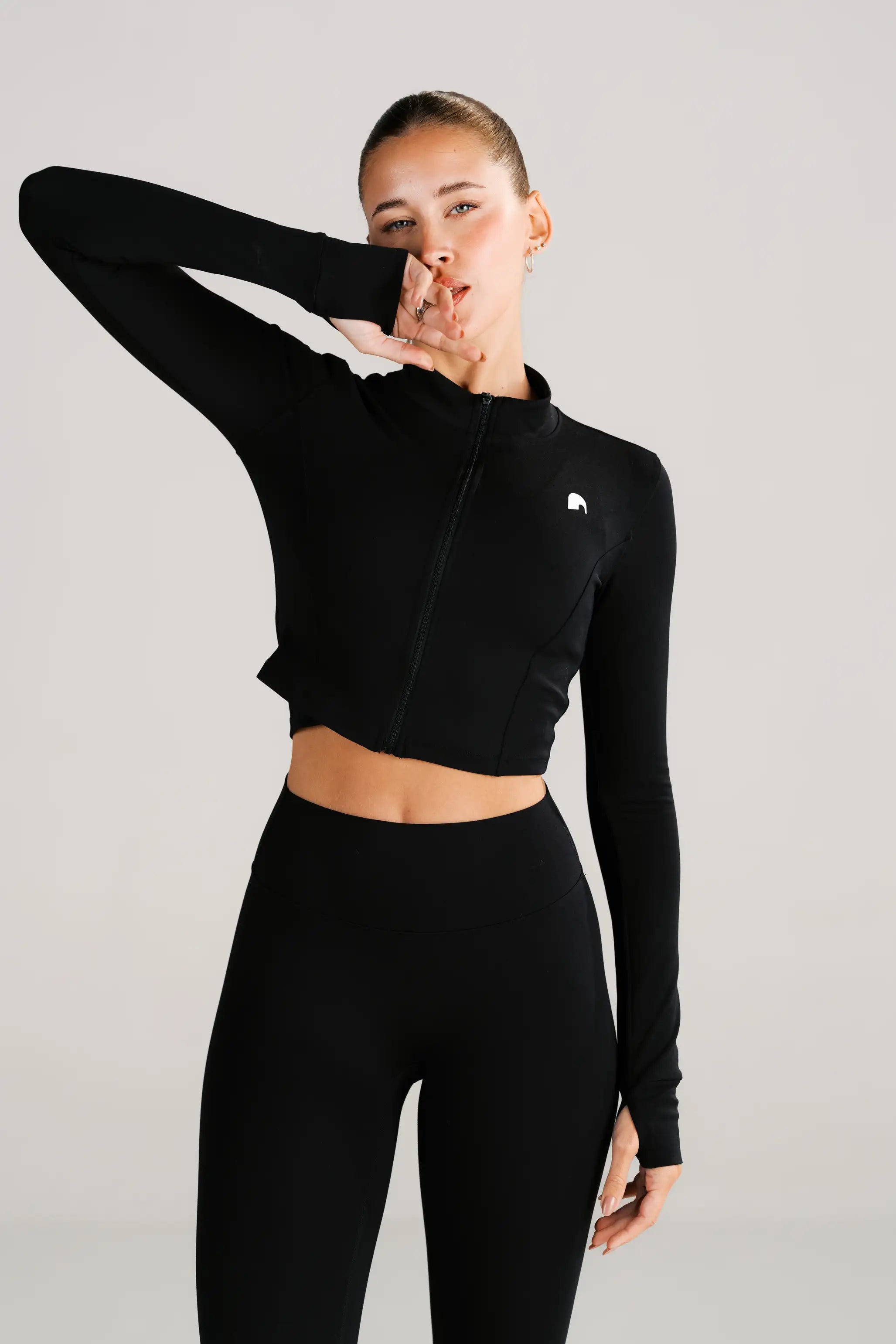 Cropped Zip Jacket & High-Rise Leggings (Black Onyx)
