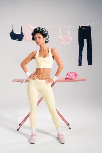 Outline Asymmetric Bra & Outline Leggings (Butter Cream)